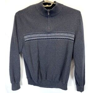 High Sierra Men's Faux Turtleneck Sweater Large Gray Cotton Knit Ribbed RN46557*